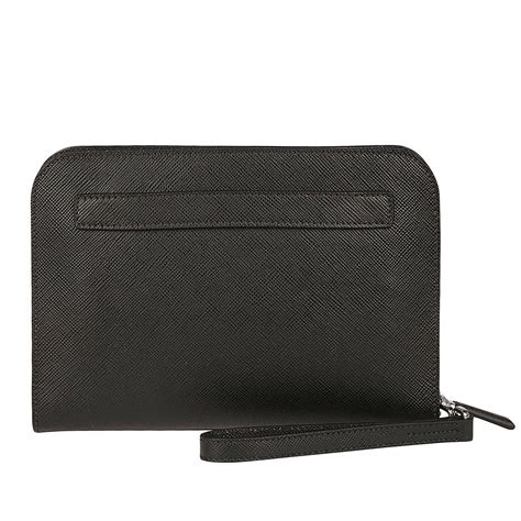 Prada portadocumenti in black/nero brushed leather. New in box..